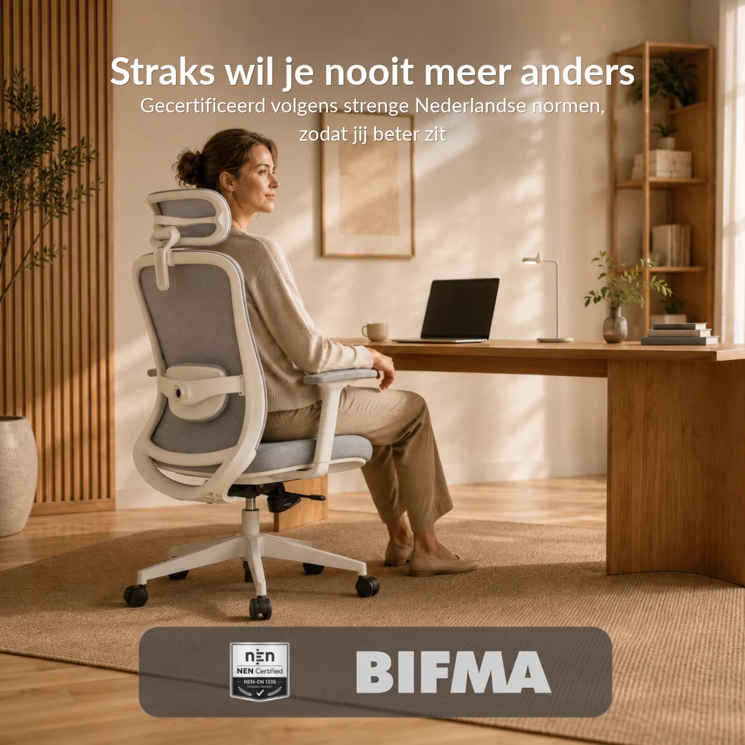 [Stone Grey] Alygn Core Pro ergonomische bureaustoel getest en gecertificeerd volgens EN1335 en BIFMA voor kwaliteit en veiligheid