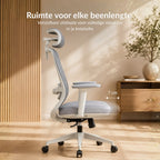 [Stone Grey] Verstelbare zitdiepte van de Alygn Core Pro ergonomische bureaustoel voor extra beensteun bij langere bovenbenen
