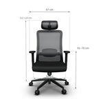 Afmetingen van de Alygn Core Daily ergonomische bureaustoel