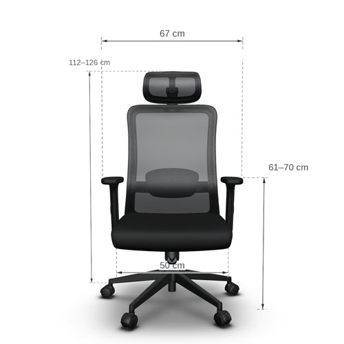 Afmetingen van de Alygn Core Daily ergonomische bureaustoel